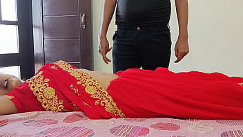 Freshly married red-hot indian desi village aunty was boning rock-hard with step-son on clear Hindi audio