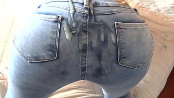 I found my stepson milking off in my undies and for the very first-ever time I permit him to cum on my rump in denim