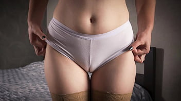 Mummy In Naked Pantyhose Teases White G-string Cameltoe And Thigh Gap Close Up